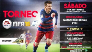 Cartel Torneo 2X2 Fifa 2016 de la Falla Paris Pedrera
