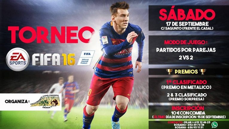 Cartel Torneo 2X2 Fifa 2016 de la Falla Paris Pedrera