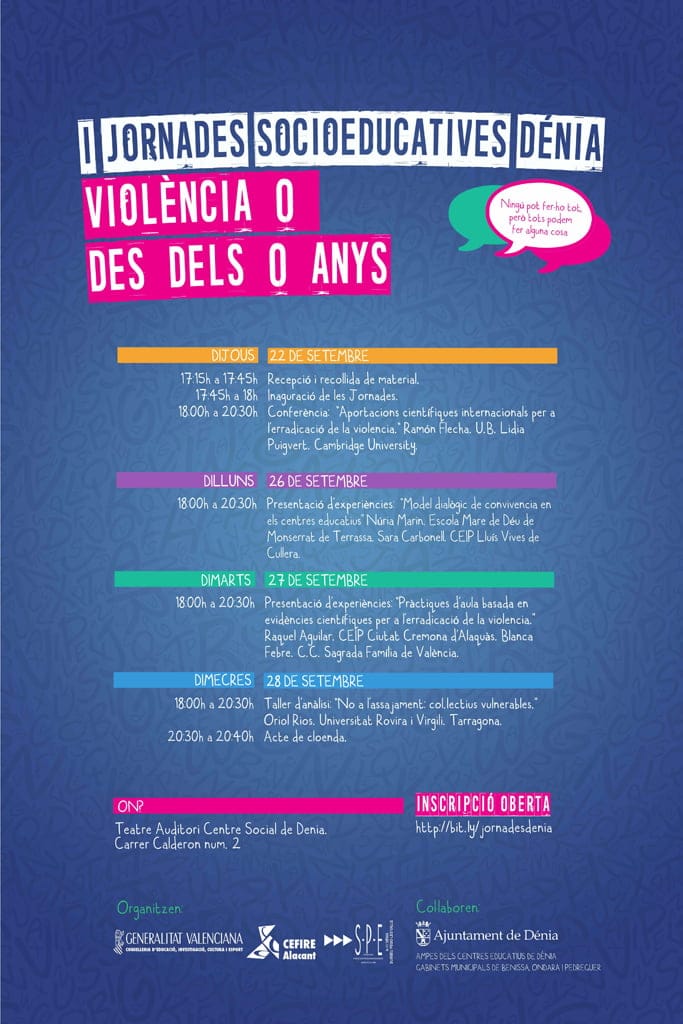 Programación de las I Jornadas Socioeducativas de Dénia