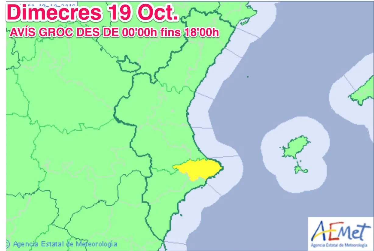 Las noticias más leídas en Dénia.com del 17 al 22 de octubre 5 Alerta amarilla en la Marina Alta