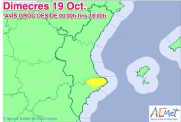 alerta amarilla en la marina alta