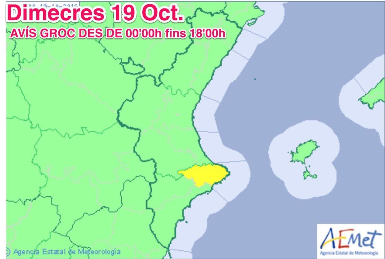 Alerta amarilla en la Marina Alta