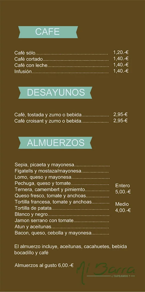 Carta desayunos Mi-Barra