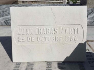 Lápida de Joan Chabàs en el cementerio de La Habana
