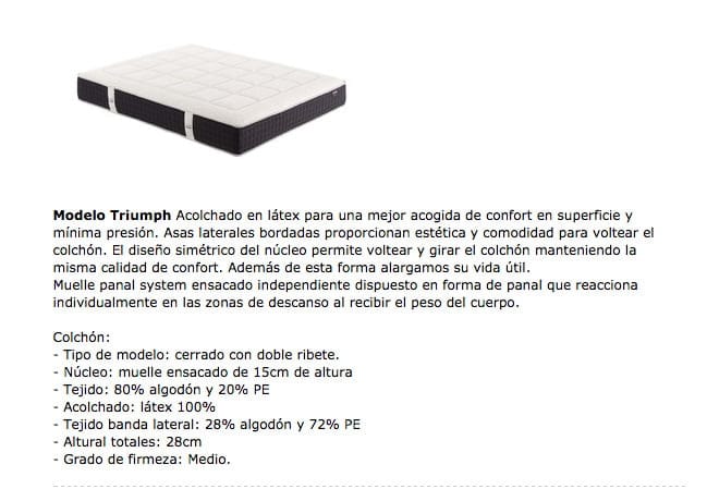 Modelo Triumph Donlopillo en Don Colchón Denia