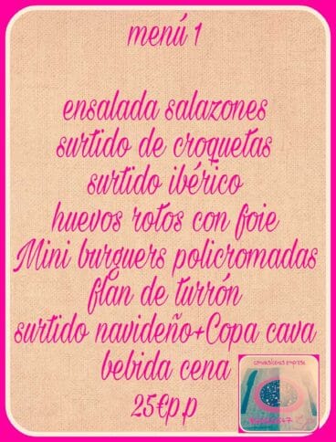 Menu 1 cena de empresa Tapes del Port