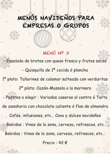 Menú 3 empresas Restaurante Mena
