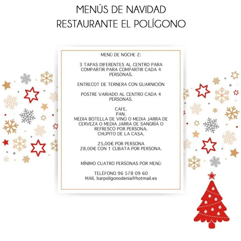 Menú de Navdad noche 2 Restaurante El Polígono