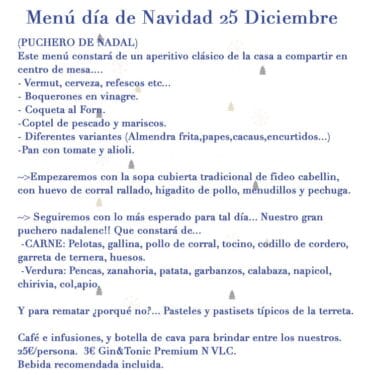 Menu de Navidad 25 Diciembre Miguel Juan