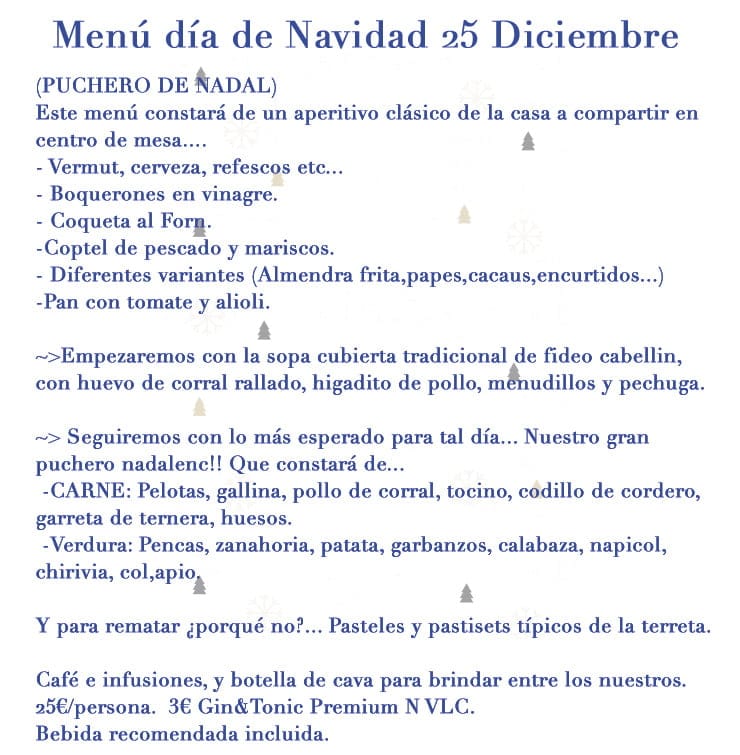 Menu de Navidad 25 Diciembre Miguel Juan