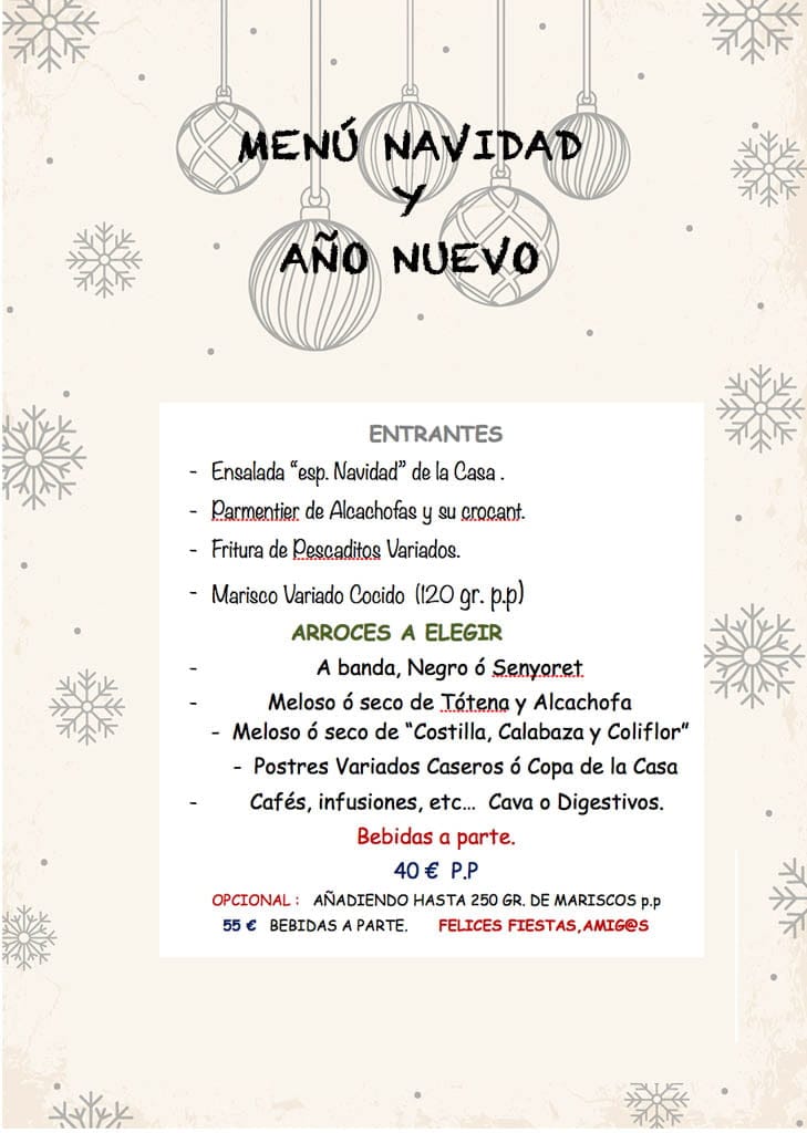 Menú de Navidad Restaurante Mena