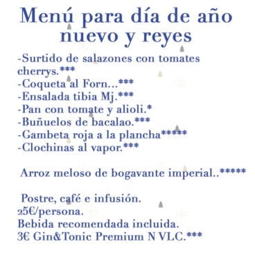 Menú día de reyes y uno enero Miguel Juan