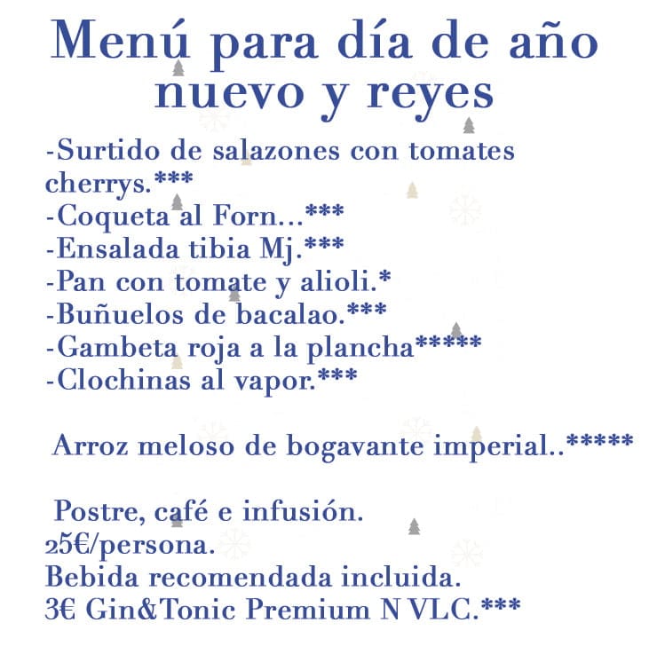 Menú día de reyes y uno enero Miguel Juan