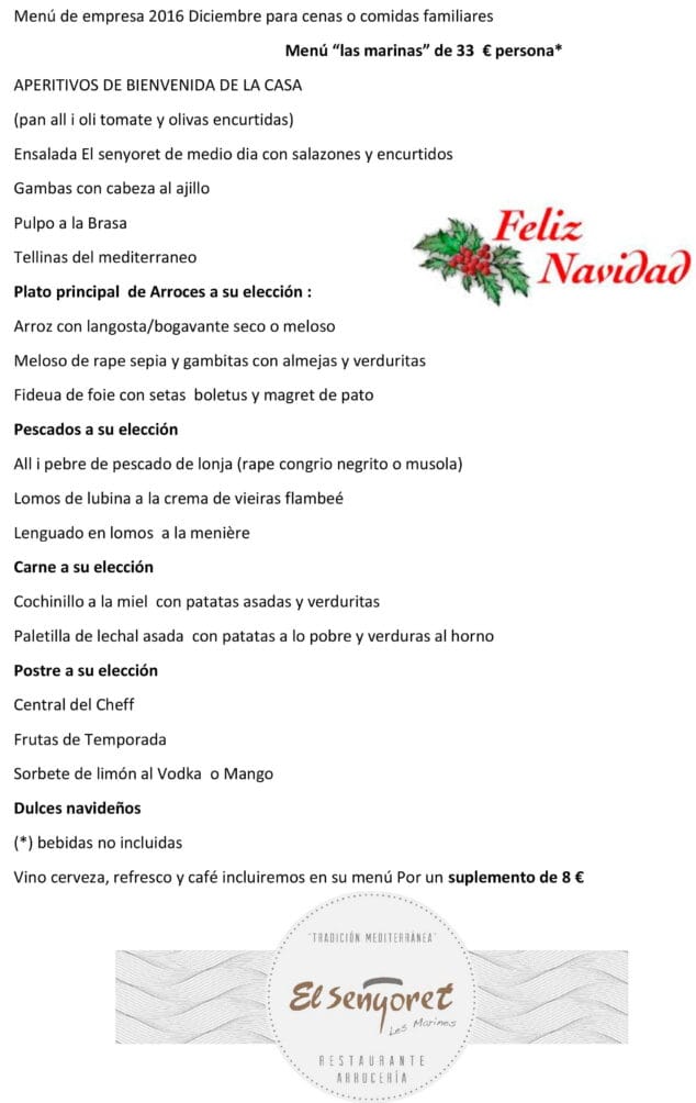 menu empresa cena o comida el senyoret