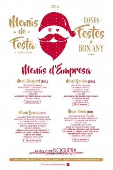 Menú empresas Navidad Restaurante Noguera