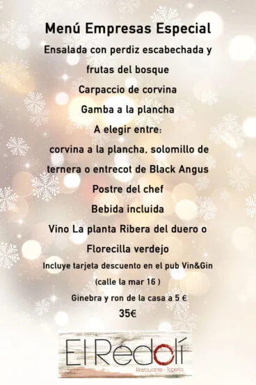 Menú especial empresas El Redoli