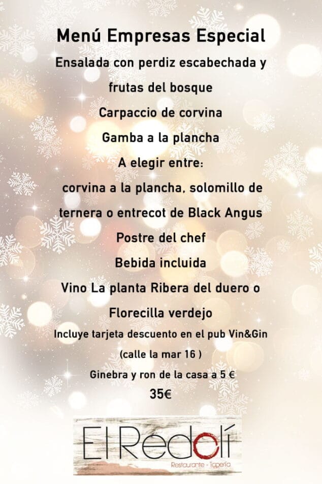 menu especial empresas el redoli