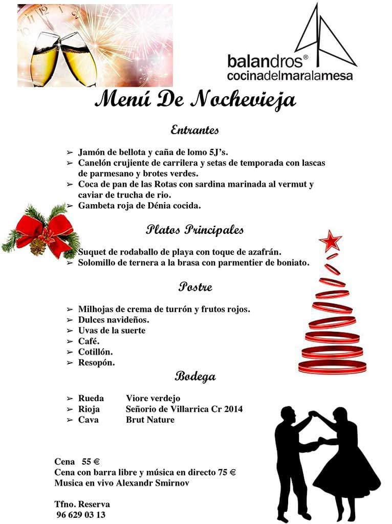 Menú de nochevieja Balandros