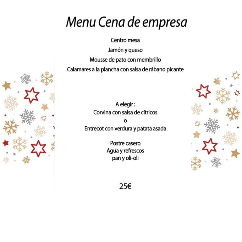 Menu 25 cena de empresa El Canto