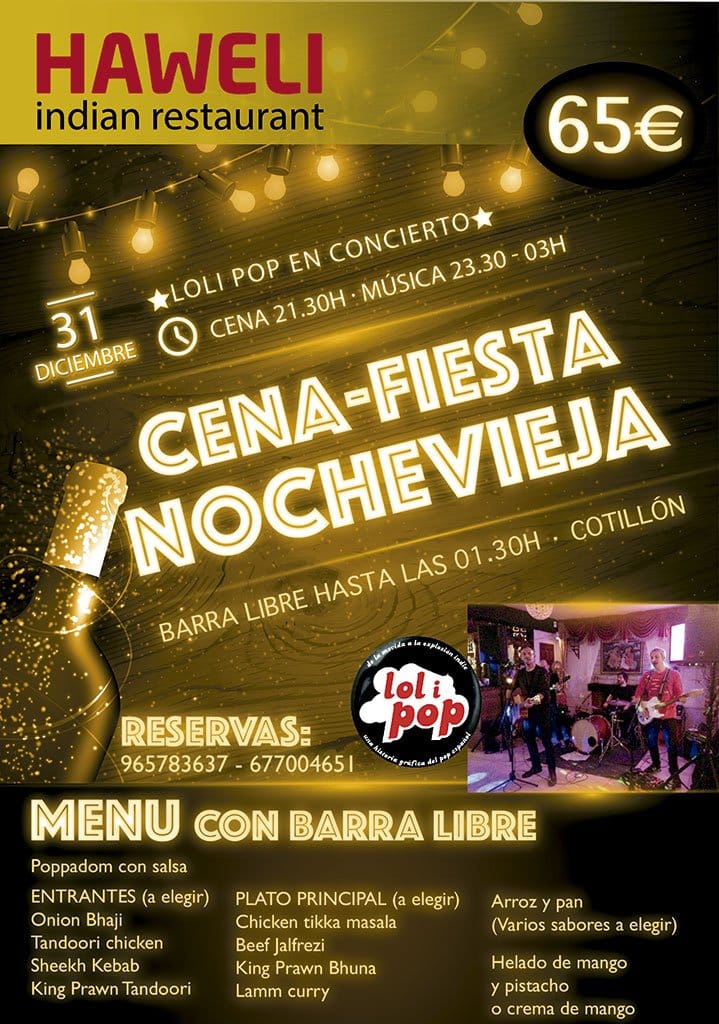 Menú de Nochevieja Indian Haweli Restaurant