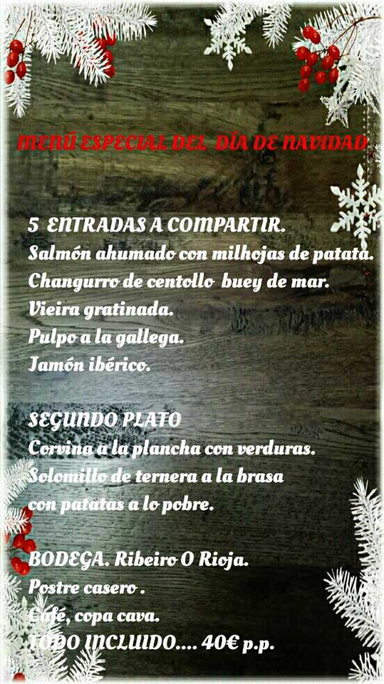Menú especial de Navidad Asador Gallego Terra e Mar