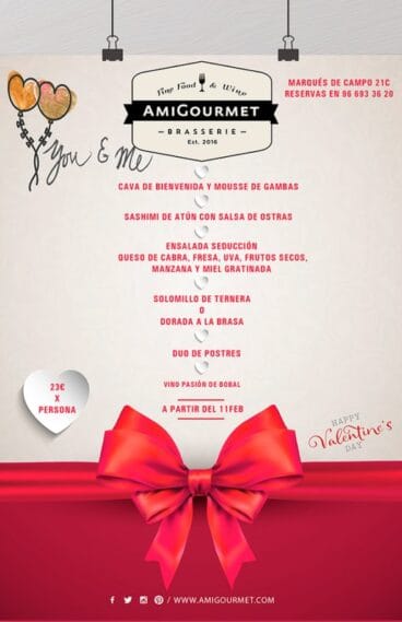 Menú de San valentín Amigourmet