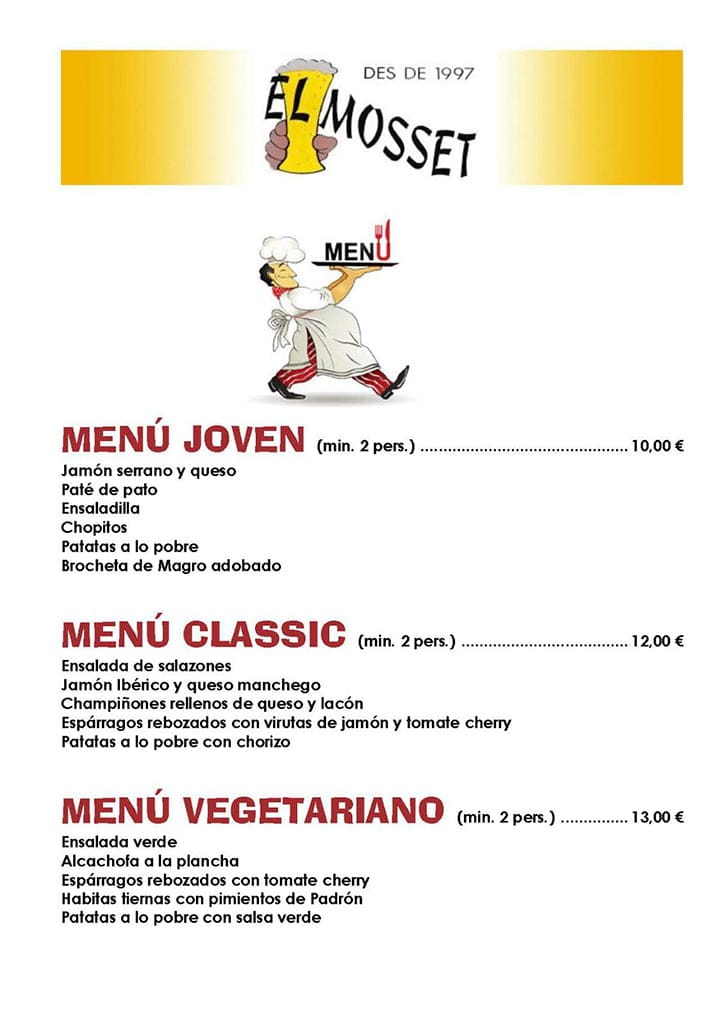 Menús en el Mosset