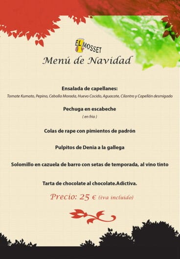 Restaurante Mosset Menú Navidad