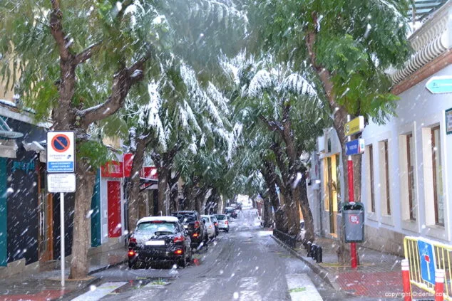 Estampa de Dénia tras la intensa nevada caída a primera hora de la mañana 19 calle carlos senti nevada