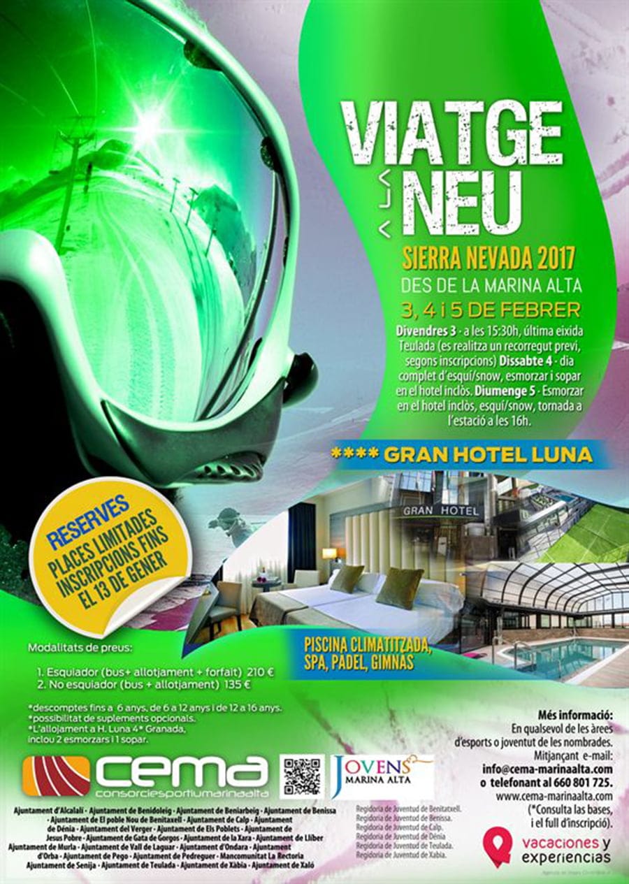 Cartel viaje a la nieve con el CEMA