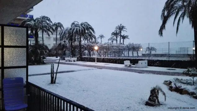 Estampa de Dénia tras la intensa nevada caída a primera hora de la mañana 79 urbanizacion en las marinas