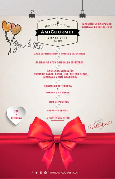 Menú de San Valentín AmiGourmet