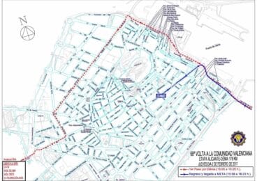 plano de las calles cortadas por la etapa de la volta a la comunitat en denia