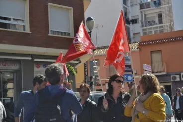 Representantes de CCOO en la manifestación educativa de Dénia