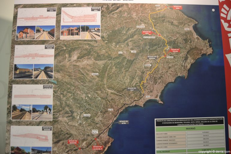 Mapa del recorrido del trenet en la provincia de Alicante