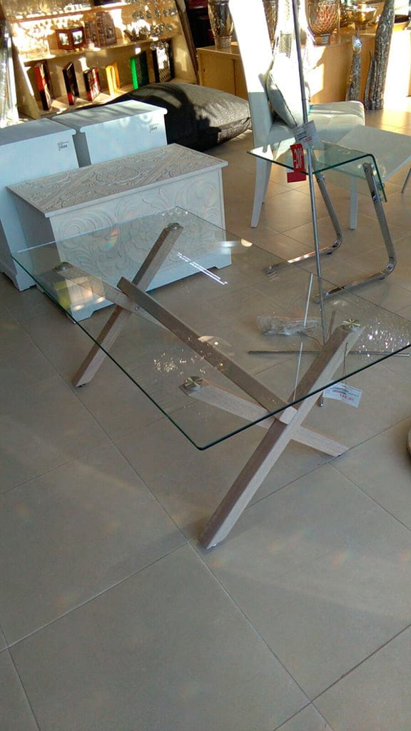mesa cristal luces de denia