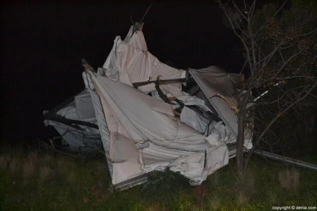 restos de la carpa entre la maleza