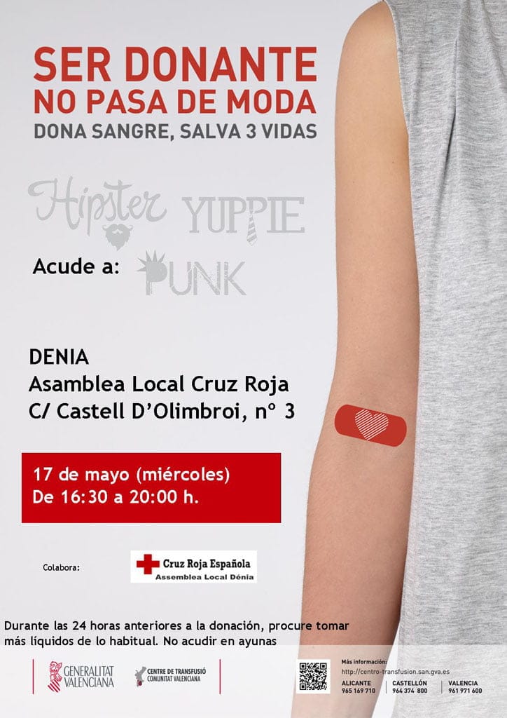 donacion de sangre en cruz roja denia