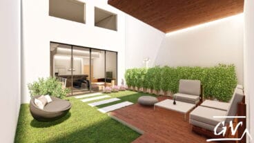 Patio trasero de una vivienda en Museros (Valencia), diseñado por GV Arquitecnia