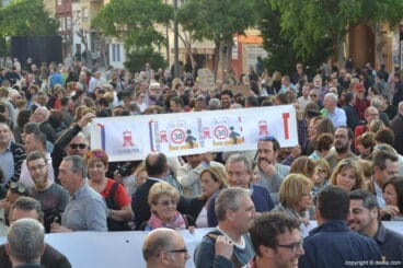 Concentración Volem el Tren – Pancarta de Oliva