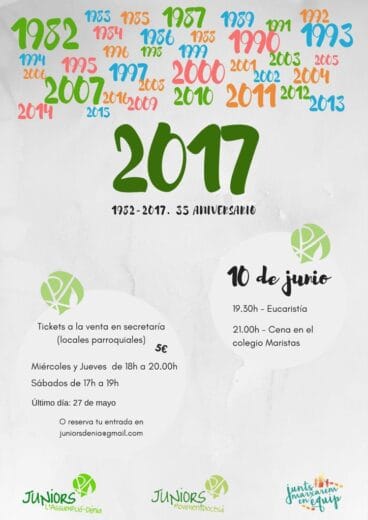 Programación del aniversario de los Juniors de Dénia