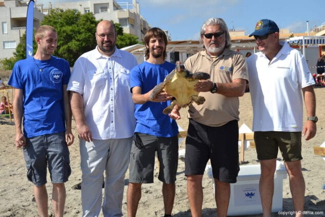 09 suelta de tortuga marina en la playa de denia equipo arca del mar