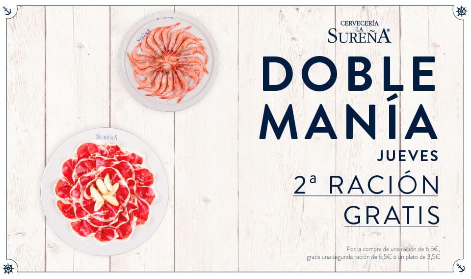 jueves segunda racion gratis cerveceria la surena