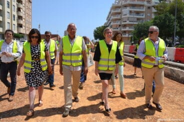 Visita del alcalde y la consellera a las obras de la línea 9 del TRAM
