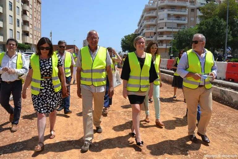 Visita del alcalde y la consellera a las obras de la línea 9 del TRAM