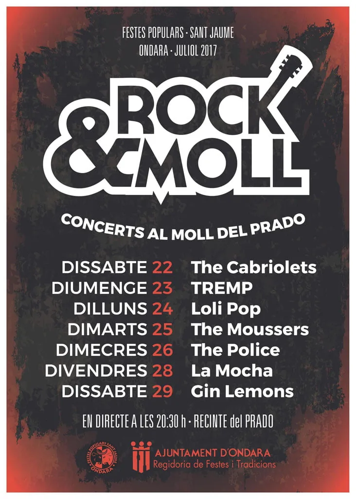 Las fiestas de Sant Jaume 2017 llegan a Ondara del 21 al 29 de julio 2 rockmoll ondara 2017