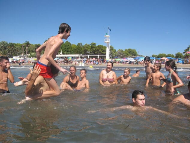 reconfortante bano del grupo