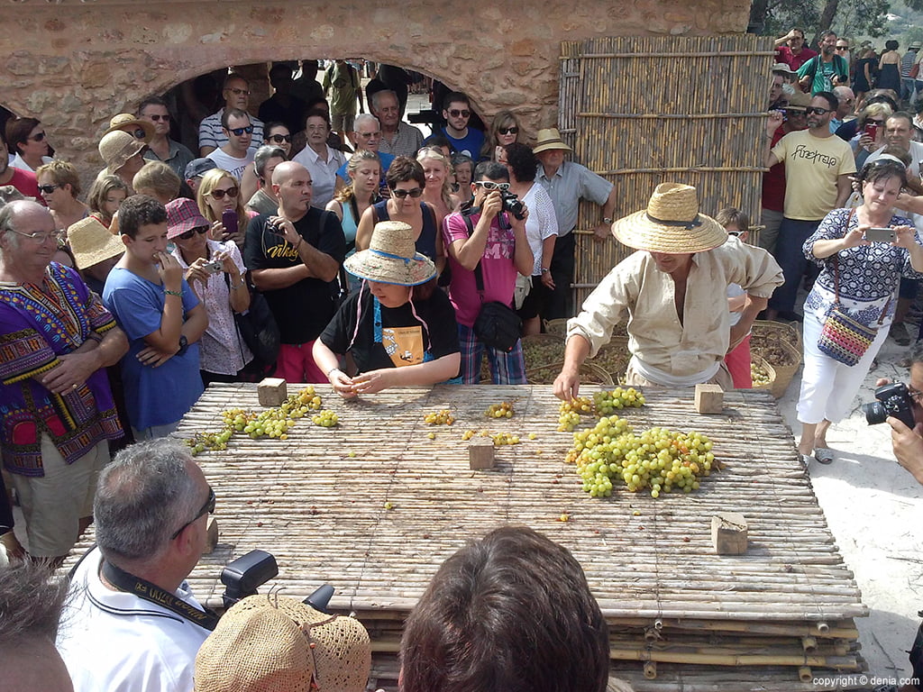 Reparto de la uva en la Fiesta de L’Escaldà de Jesús Pobre