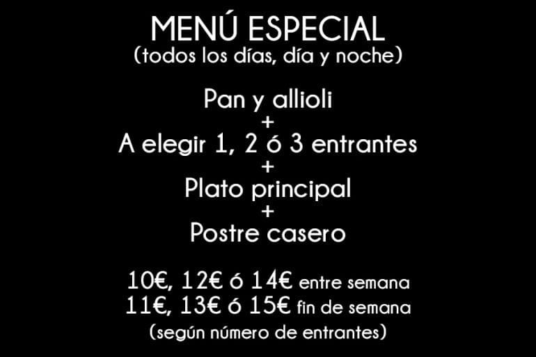 Menú especial L'idoni