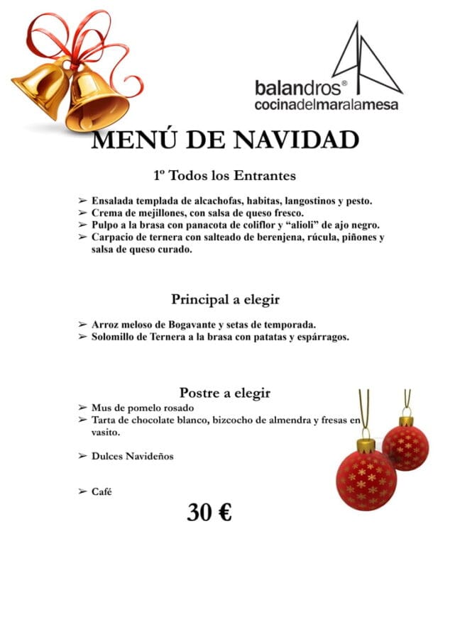 menu de navidad 2017 balandros